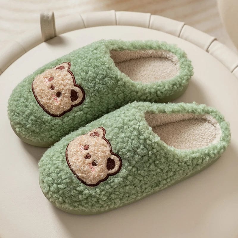 Chaussons pour Femme | Ourson Douillet Vert / 35-36