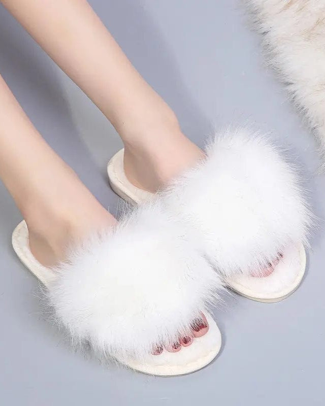 Chaussons pour Femme | Sandale Fluffy 40 / Blanc