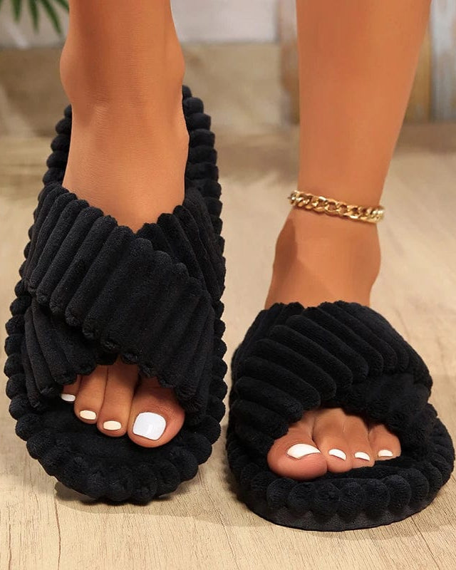 Chaussons pour Femme | Sandale Velours Noir / 41-42
