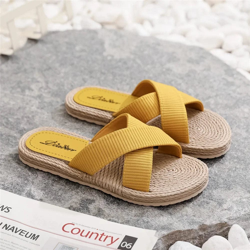 Chaussons pour Femmes | Sandale au Naturel Jaune / 42