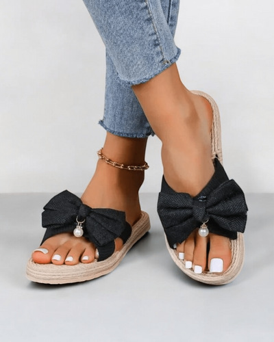 Chaussons pour Femme | Sandale avec Nœud Noir