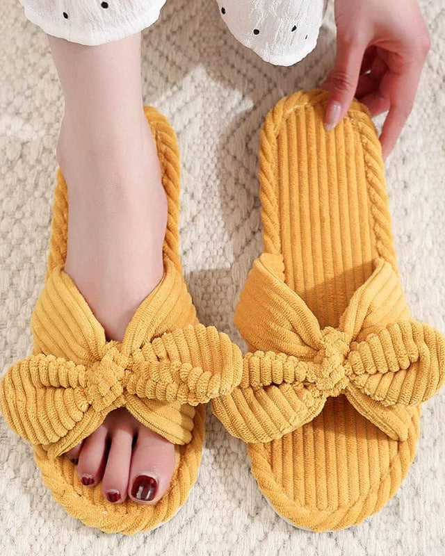 Chausson pour Femme | Sandales en Velours Jaune / 39-40