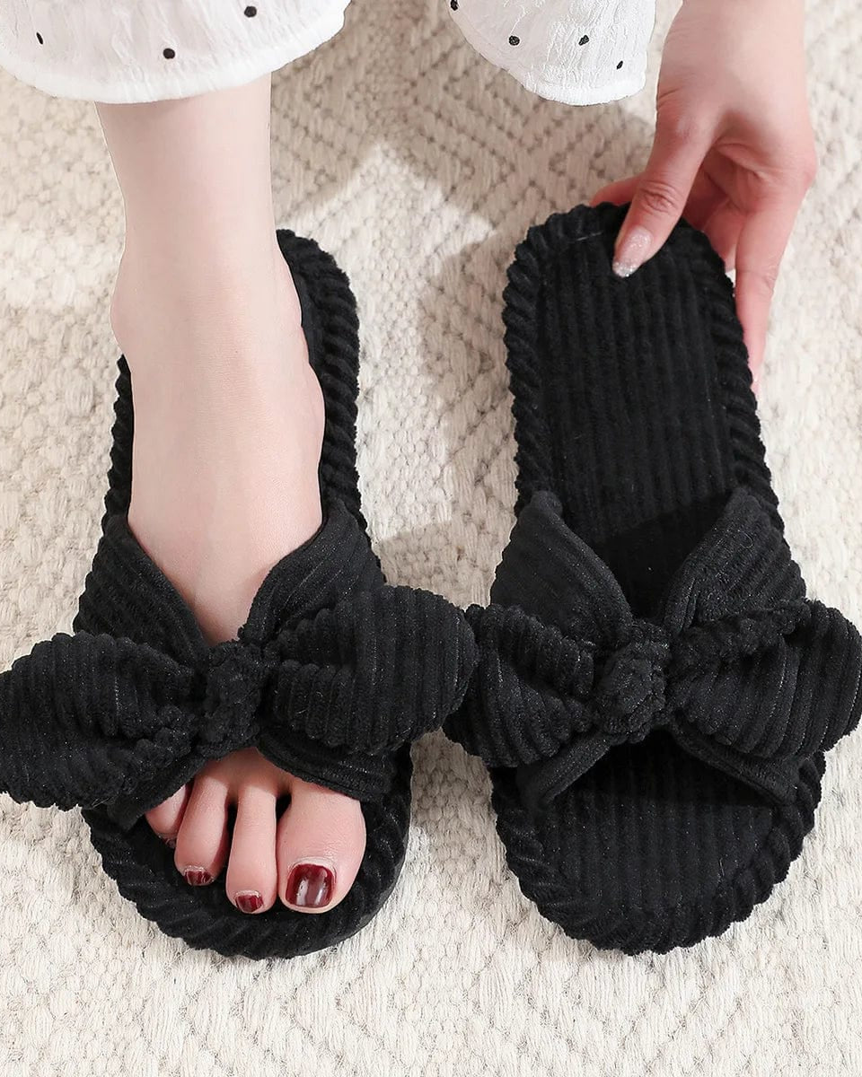 Chausson pour Femme | Sandales en Velours Noir / 39-40