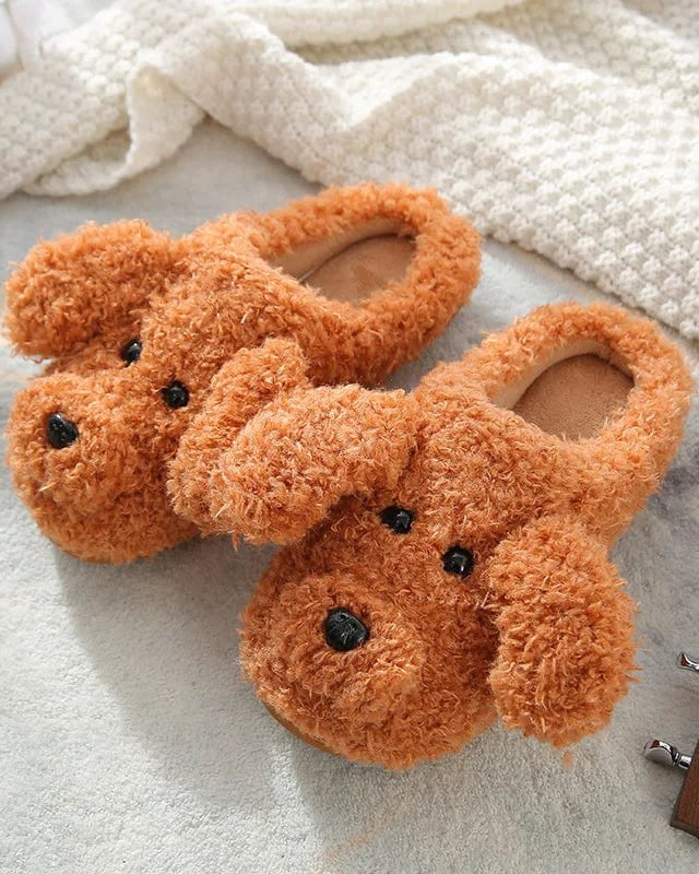 Chaussons pour Femme | Toutou Cosy Marron/Orange / 39-40
