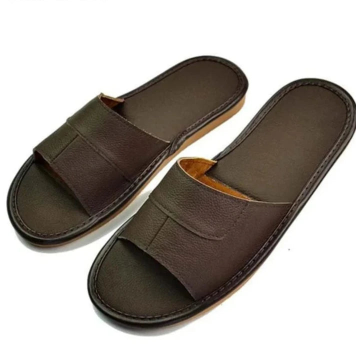 Chaussons pour Homme |  Cuir Urbain Café / 40-41(28cm)