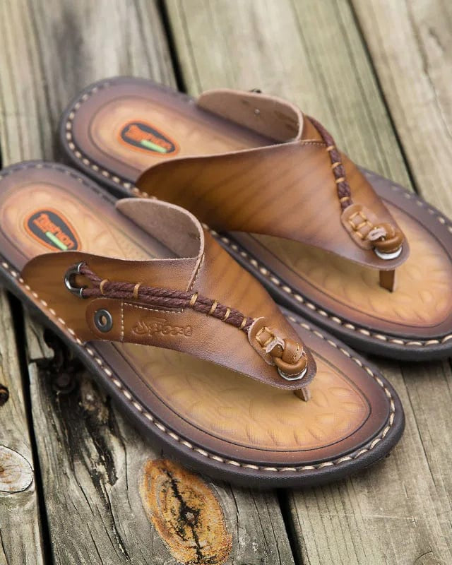 Chaussons pour Homme | Cuir d'Eté Marron / 44