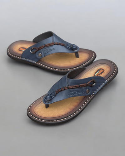 Chaussons pour Homme | Cuir d'Eté Bleu / 46