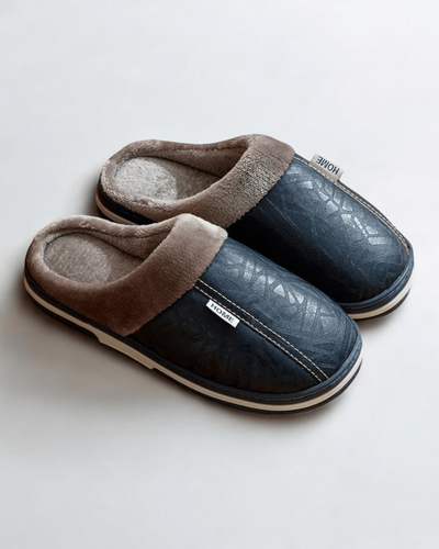 Chaussons pour Homme | Cuir d'Hiver Bleu / 49-50