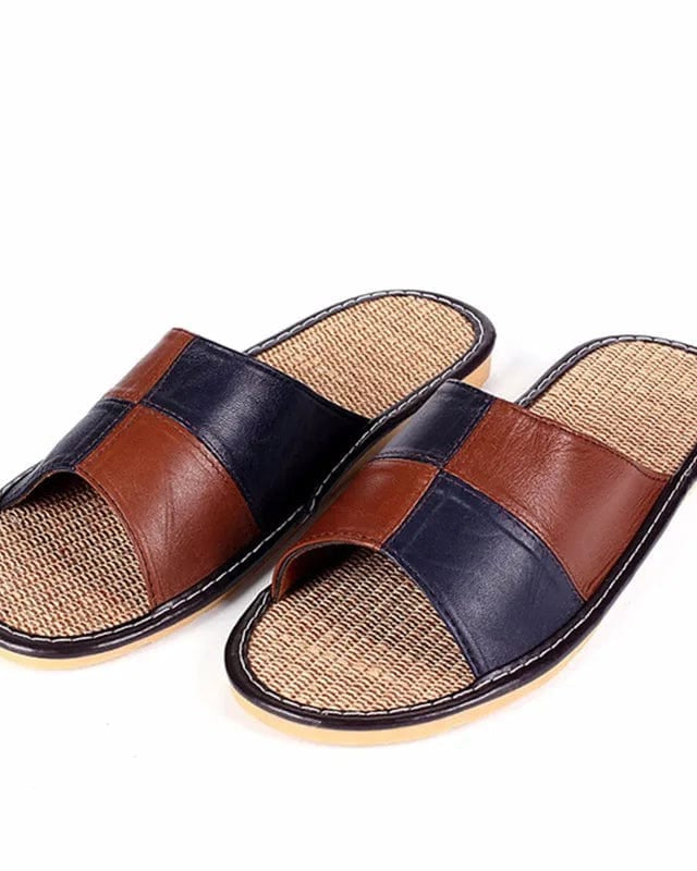 Chaussons pour Homme | Sandale Cuir Sauvage Bleu / 43-44