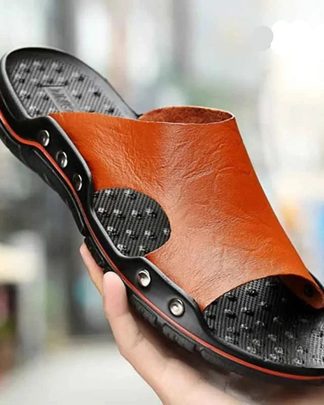 Chaussons pour Homme |  Sandale en cuir Marron / 45