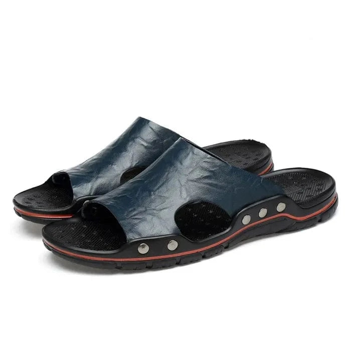 Chaussons pour Homme |  Sandale en cuir Bleu / 41