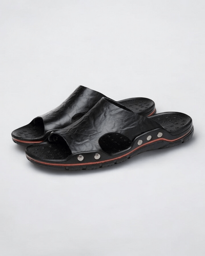 Chaussons pour Homme |  Sandale en cuir Noir / 44