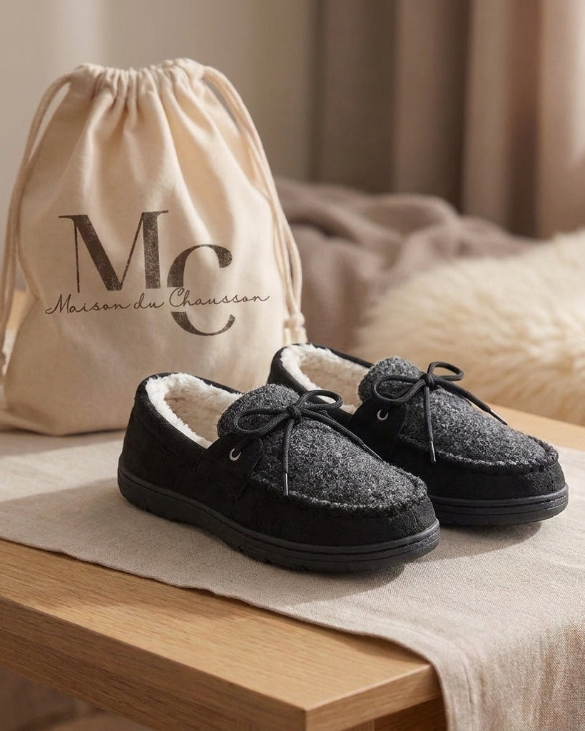 Chaussons Homme <br> Fourrés avec lacet