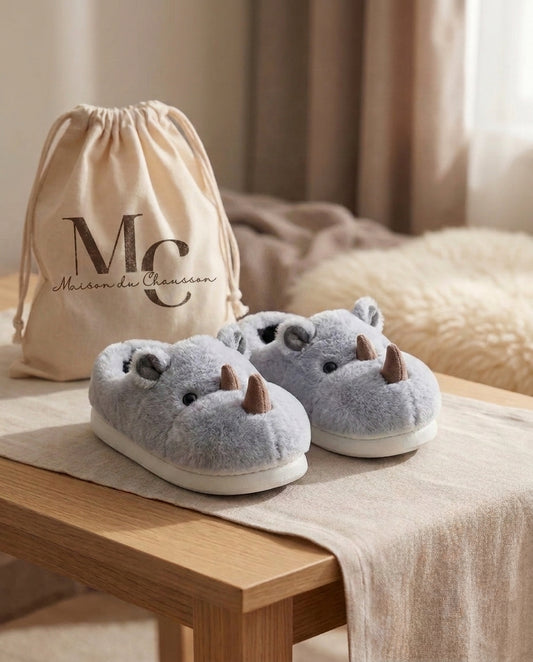 Chaussons <br> Rhinocéros cartoon