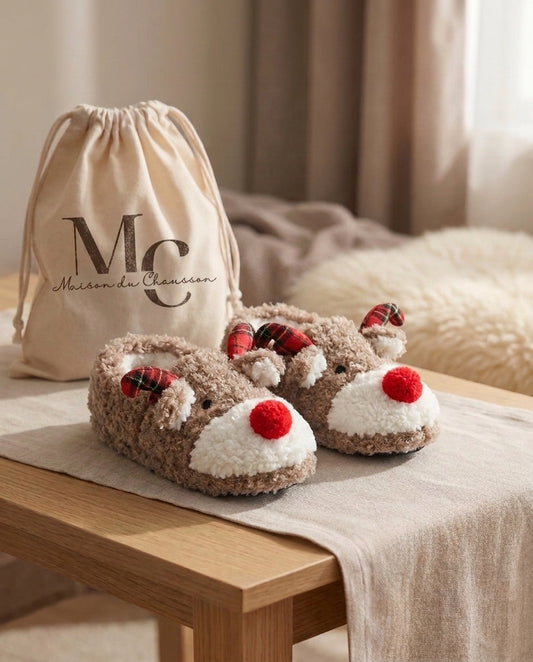 Chaussons Doux <br> Renne de Noël
