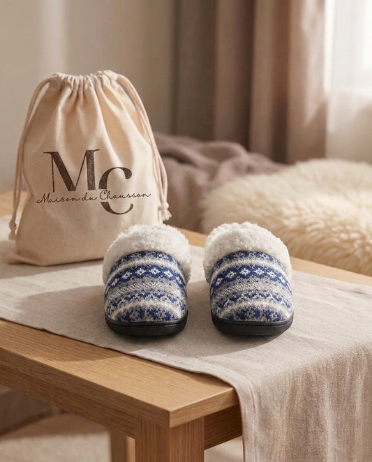 Chaussons <br> Au coin du feu Bleu