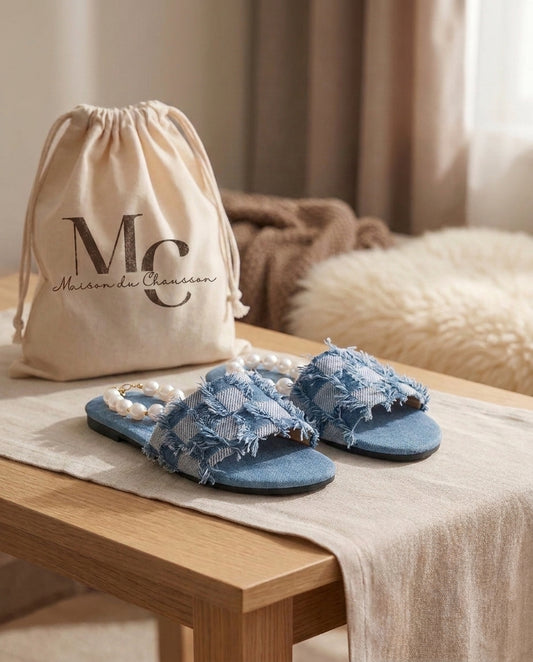 Chaussons Femme <br> Sandales Denim Élégante