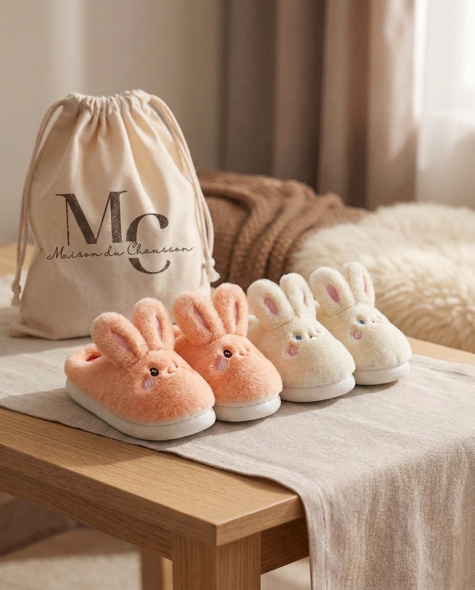 Chaussons Femme <br> Oreilles de Lapin en Fourrure