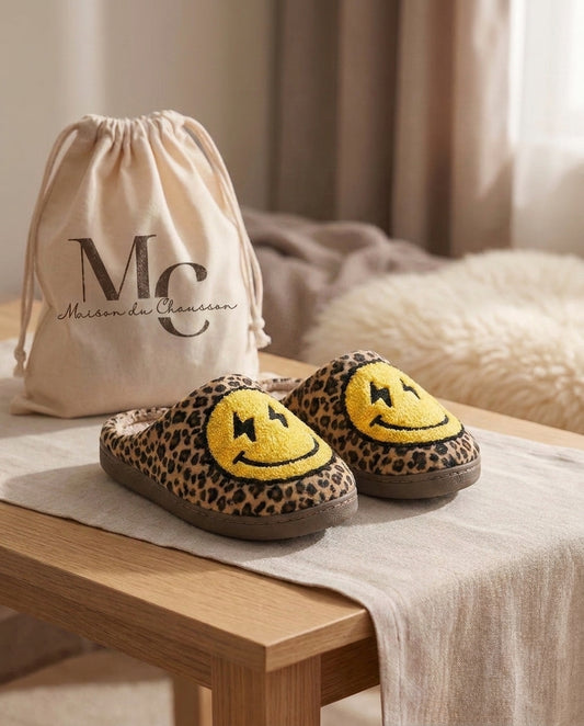Chaussons Femme <br> Smiley Léopard