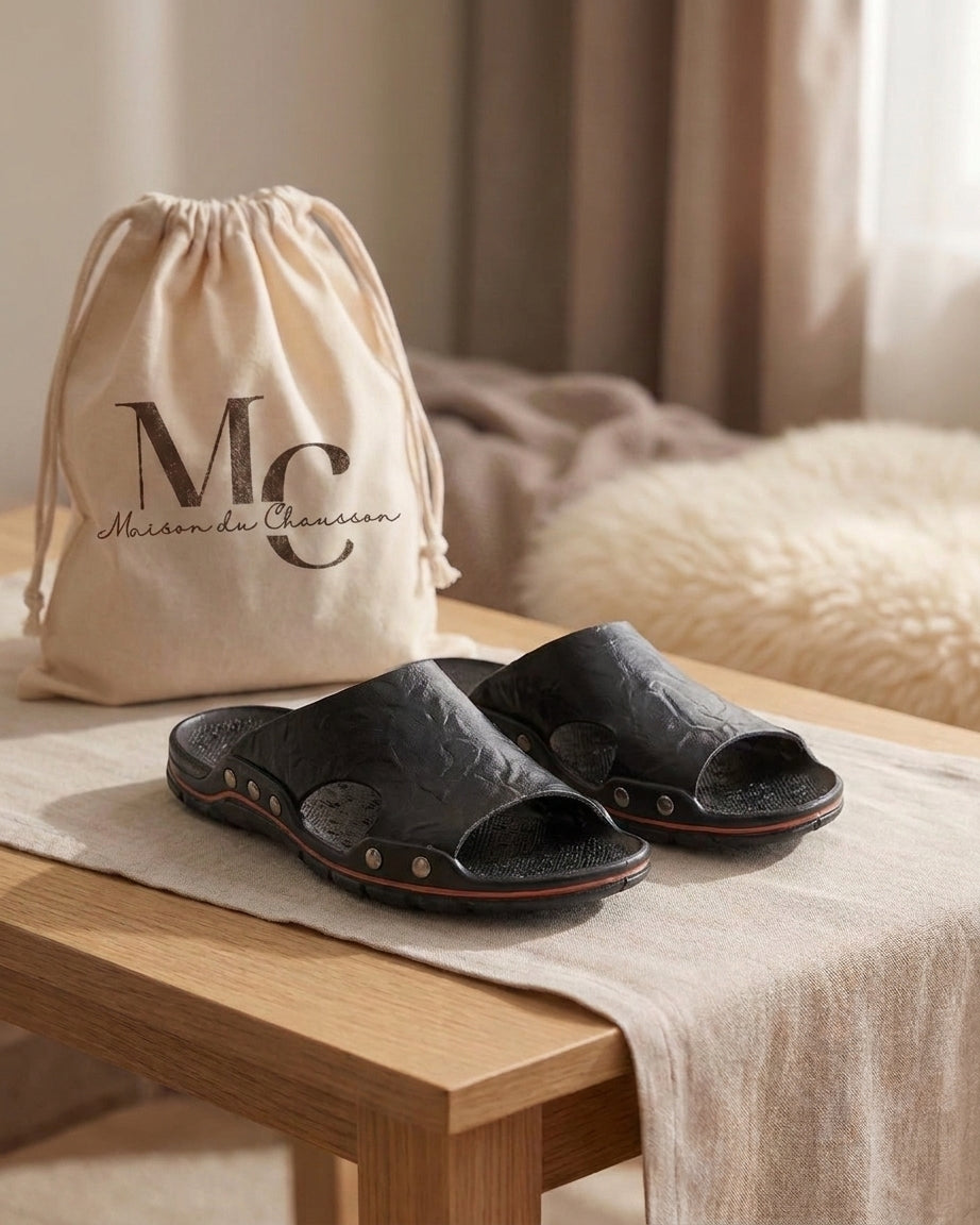 Chaussons pour Homme <br> Sandale en cuir PU