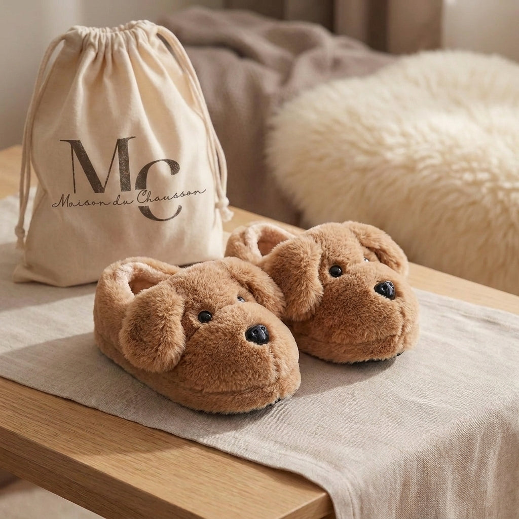 Chaussons Enfant Motif Chiot – Pantoufles Hiver