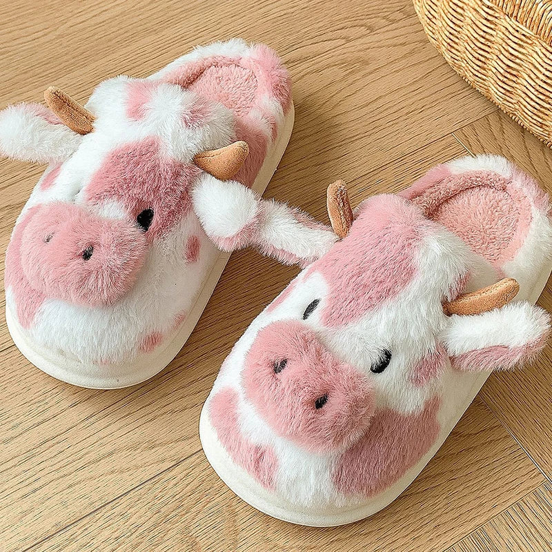 Chausson Animaux Couple <br> Tête Vache mignonne