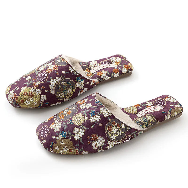 Chaussons <br> Style chinois en soie