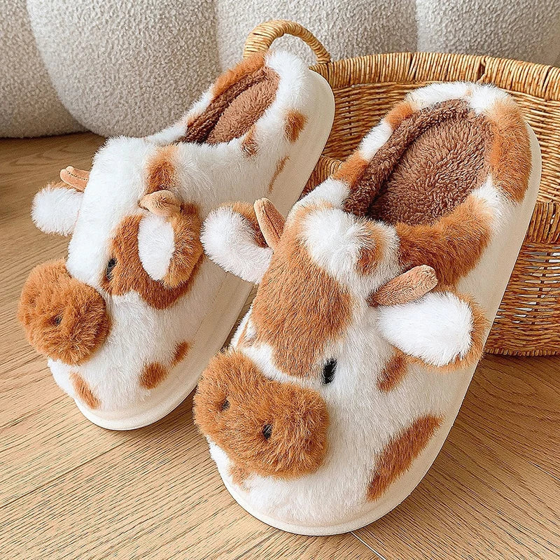 Chausson Animaux Couple <br> Tête Vache mignonne