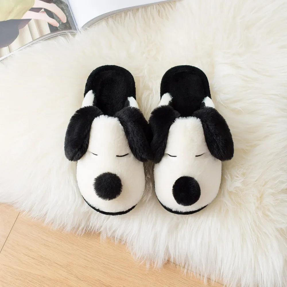 Chaussons Animaux <br> Chien Noir et Blanc