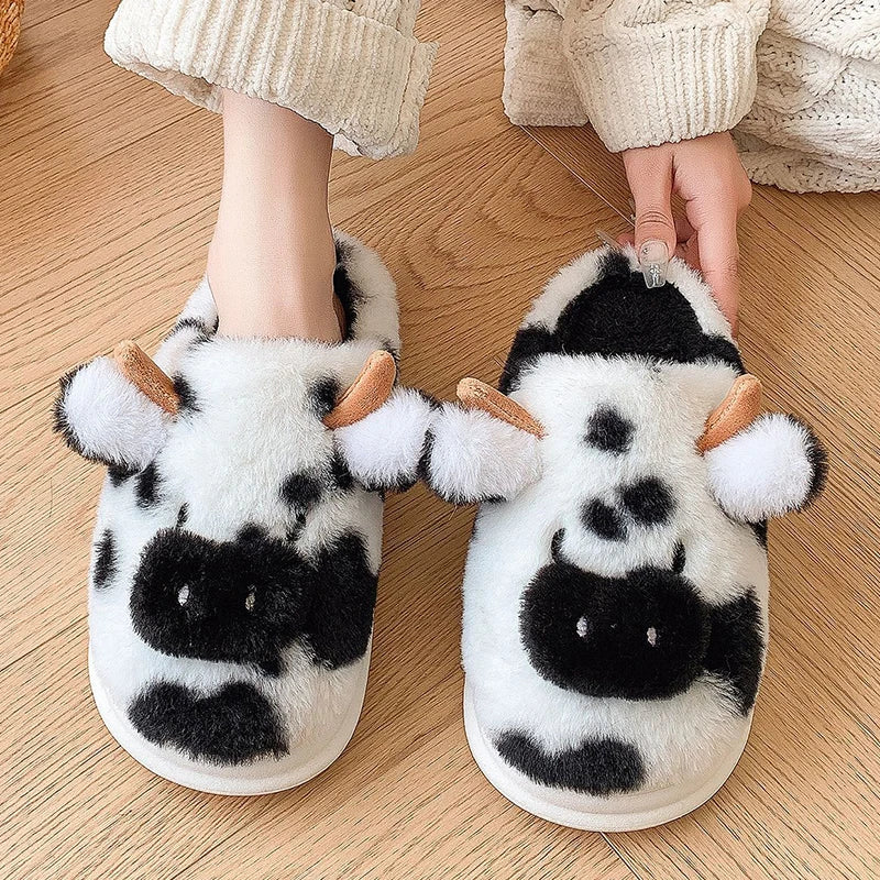 Chausson Animaux Couple <br> Tête Vache mignonne