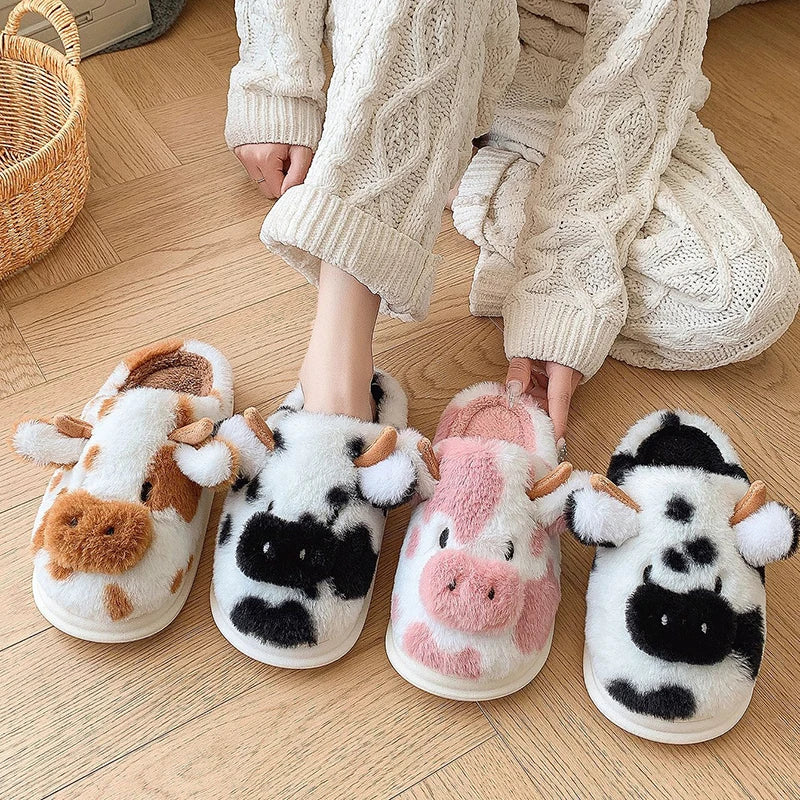 Chausson Animaux Couple <br> Tête Vache mignonne
