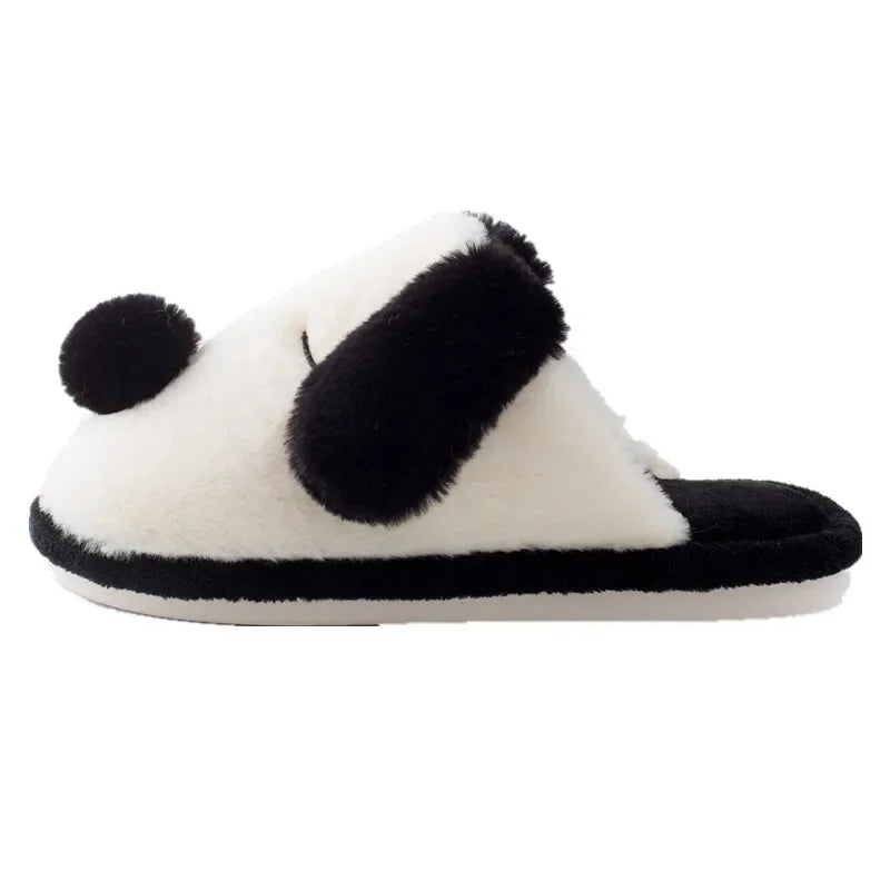 Chaussons Animaux <br> Chien Noir et Blanc