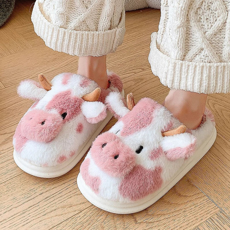 Chausson Animaux   Tête Vache mignonne