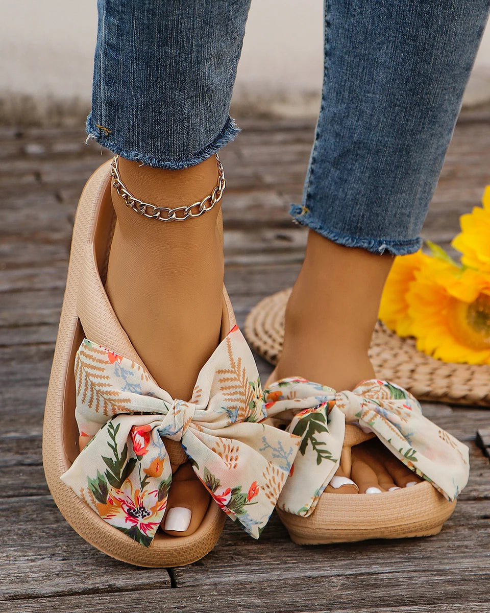 Sandales Femme <br> Avec Nœud fleuri