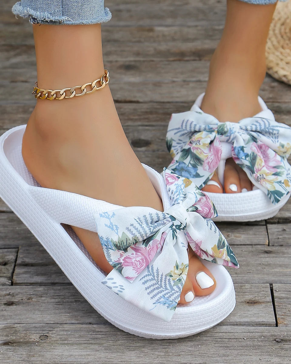 Sandales Femme <br> Avec Nœud fleuri