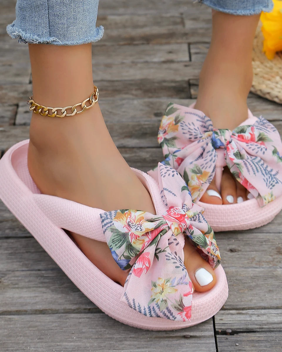 Sandales Femme <br> Avec Nœud fleuri