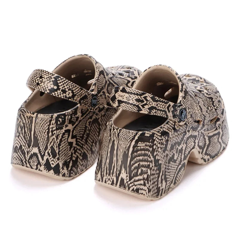Sandales <br> Plateforme Léopard et Serpent