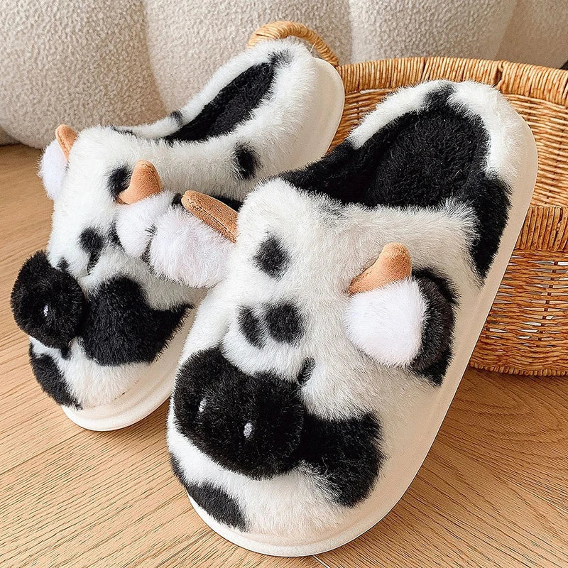 Chausson Animaux Couple <br> Tête Vache mignonne