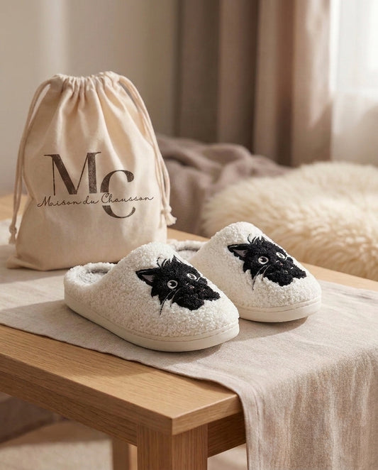 Chaussons Animaux <br> Chat Noir