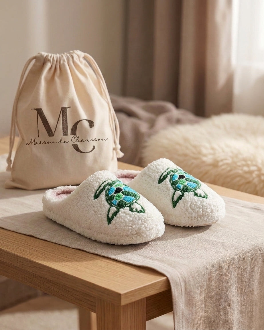 Chaussons Femme <br> Tortue Brodée