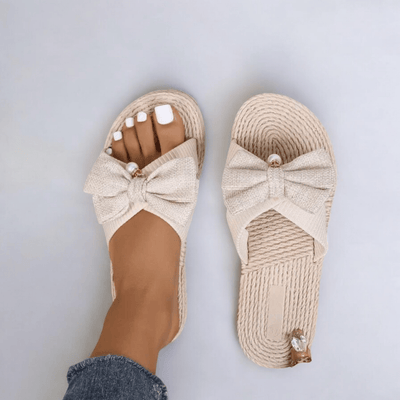 Chausson pour Femme | Sandales avec Nœud Beige