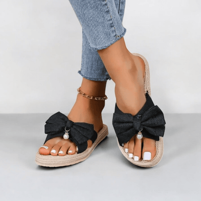 Chaussons pour Femme | Sandale avec Nœud Noir