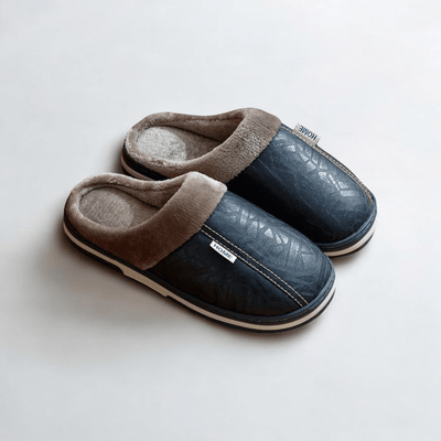 Chaussons pour Homme | Cuir d'Hiver Bleu / 49-50