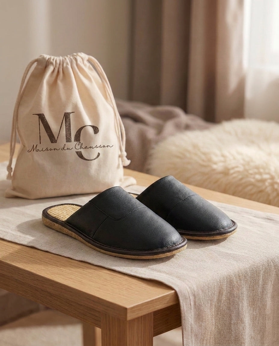 Chaussons pour Homme <br> Classique en Cuir