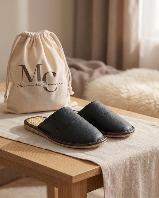 Chaussons pour Homme <br> Classique en Cuir